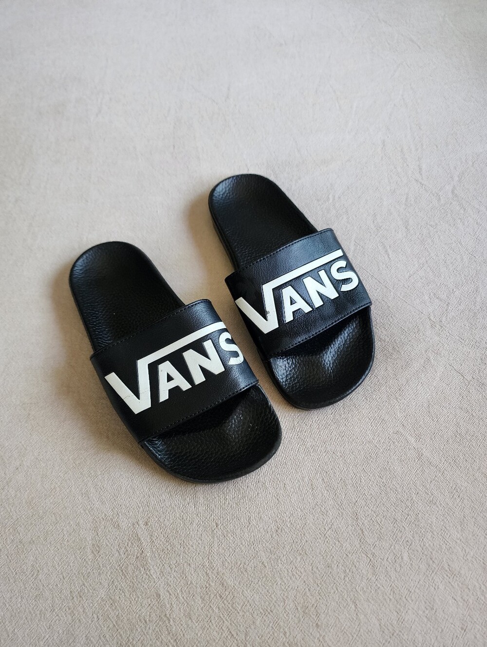 Vans Womens Black Slide Sandals with White Logo